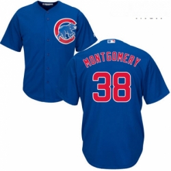 Mens Majestic Chicago Cubs 38 Mike Montgomery Replica Royal Blue Alternate Cool Base MLB Jersey