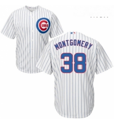 Mens Majestic Chicago Cubs 38 Mike Montgomery Replica White Home Cool Base MLB Jersey