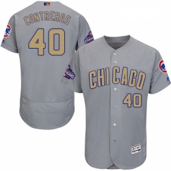 Mens Majestic Chicago Cubs 40 Willson Contreras Gray 2017 Gold Champion Flexbase Authentic Collection MLB Jersey