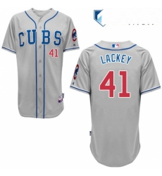 Mens Majestic Chicago Cubs 41 John Lackey Replica Grey Alternate Road Cool Base MLB Jersey