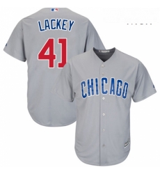 Mens Majestic Chicago Cubs 41 John Lackey Replica Grey Road Cool Base MLB Jersey