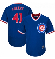 Mens Majestic Chicago Cubs 41 John Lackey Replica Royal Blue Cooperstown Cool Base MLB Jersey