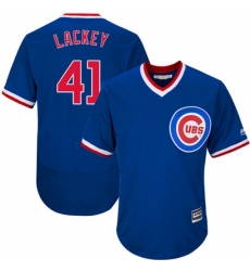 Mens Majestic Chicago Cubs 41 John Lackey Royal Blue Flexbase Authentic Collection Cooperstown MLB Jersey