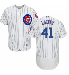 Mens Majestic Chicago Cubs 41 John Lackey White Home Flex Base Authentic Collection MLB Jersey