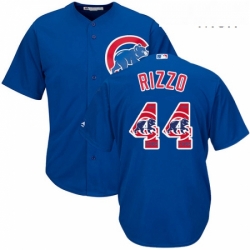 Mens Majestic Chicago Cubs 44 Anthony Rizzo Authentic Royal Blue Team Logo Fashion Cool Base MLB Jersey