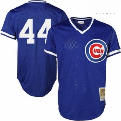 Mens Majestic Chicago Cubs 44 Anthony Rizzo Authentic Royal Blue Throwback MLB Jersey