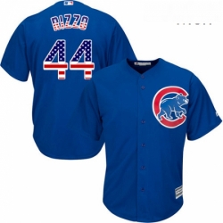Mens Majestic Chicago Cubs 44 Anthony Rizzo Authentic Royal Blue USA Flag Fashion MLB Jersey