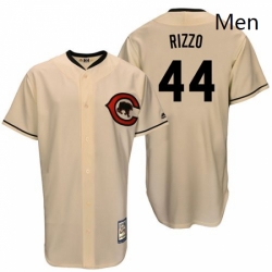 Mens Majestic Chicago Cubs 44 Anthony Rizzo Replica Cream Cooperstown Throwback MLB Jersey