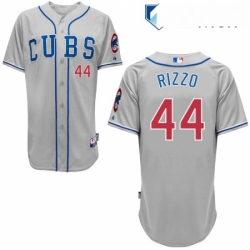 Mens Majestic Chicago Cubs 44 Anthony Rizzo Replica Grey Alternate Road Cool Base MLB Jersey