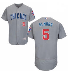 Mens Majestic Chicago Cubs 5 Albert Almora Jr Grey Road Flexbase Authentic Collection MLB Jersey