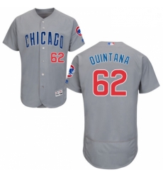 Mens Majestic Chicago Cubs 62 Jose Quintana Grey Road Flexbase Authentic Collection MLB Jersey