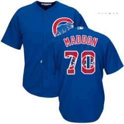 Mens Majestic Chicago Cubs 70 Joe Maddon Authentic Royal Blue Team Logo Fashion Cool Base MLB Jersey