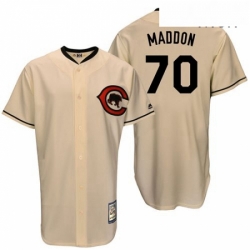 Mens Majestic Chicago Cubs 70 Joe Maddon Replica Cream Cooperstown Throwback MLB Jersey