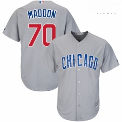Mens Majestic Chicago Cubs 70 Joe Maddon Replica Grey Road Cool Base MLB Jersey