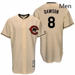 Mens Majestic Chicago Cubs 8 Andre Dawson Authentic Cream Cooperstown Throwback MLB Jersey