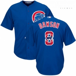Mens Majestic Chicago Cubs 8 Andre Dawson Authentic Royal Blue Team Logo Fashion Cool Base MLB Jersey