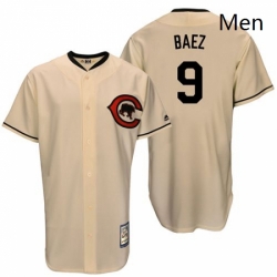 Mens Majestic Chicago Cubs 9 Javier Baez Authentic Cream Cooperstown Throwback MLB Jersey