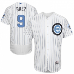 Mens Majestic Chicago Cubs 9 Javier Baez Authentic White 2016 Fathers Day Fashion Flex Base MLB Jersey