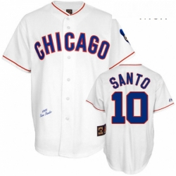 Mens Mitchell and Ness Chicago Cubs 10 Ron Santo Replica White 1968 Throwback MLB Jersey