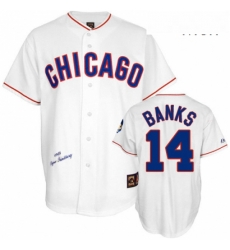 Mens Mitchell and Ness Chicago Cubs 14 Ernie Banks Authentic White 1968 Throwback MLB Jersey