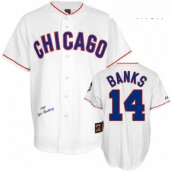 Mens Mitchell and Ness Chicago Cubs 14 Ernie Banks Replica White 1968 Throwback MLB Jersey