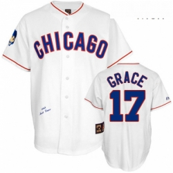 Mens Mitchell and Ness Chicago Cubs 17 Mark Grace Replica White 1968 Throwback MLB Jersey
