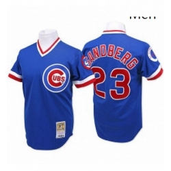 Mens Mitchell and Ness Chicago Cubs 23 Ryne Sandberg Authentic Blue Throwback MLB Jersey