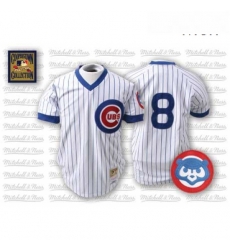 Mens Mitchell and Ness Chicago Cubs 8 Andre Dawson Replica WhiteBlue Strip Throwback MLB Jersey