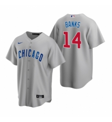 Mens Nike Chicago Cubs 14 Ernie Banks Gray Road Stitched Baseball Jerse