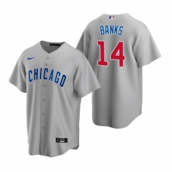 Mens Nike Chicago Cubs 14 Ernie Banks Gray Road Stitched Baseball Jerse