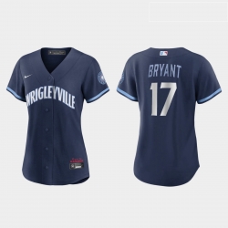 Chicago Cubs 17 Kris Bryant Women Nike 2021 City Connect Navy MLB Jersey