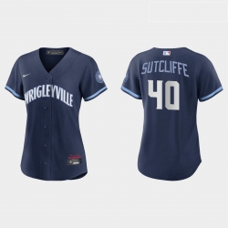 Chicago Cubs 40 Rick Sutcliffe Women Nike 2021 City Connect Navy MLB Jersey