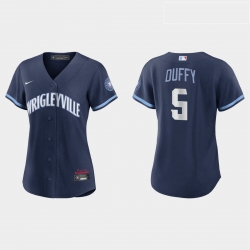 Chicago Cubs 5 Matt Duffy Women Nike 2021 City Connect Navy MLB Jersey