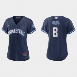 Chicago Cubs 8 Ian Happ Women Nike 2021 City Connect Navy MLB Jersey