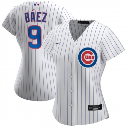 Chicago Cubs 9 Javier Baez Nike Women Home 2020 MLB Player Jersey White