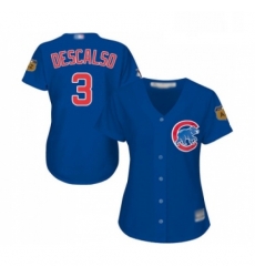 Womens Chicago Cubs 3 Daniel Descalso Authentic Royal Blue Alternate Baseball Jersey 