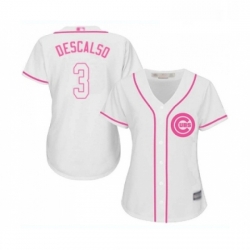 Womens Chicago Cubs 3 Daniel Descalso Authentic White Fashion Baseball Jersey 