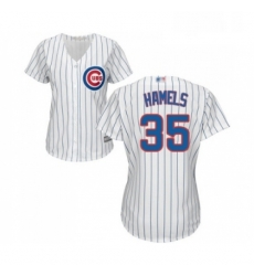 Womens Chicago Cubs 35 Cole Hamels Authentic White Home Cool Base Baseball Jersey 