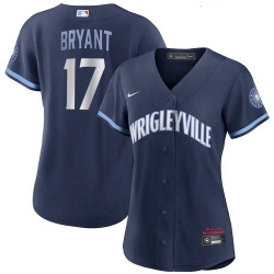 Women's Kris Bryant Cubs Wrigleyville Jersey Navy City Stitched 2021