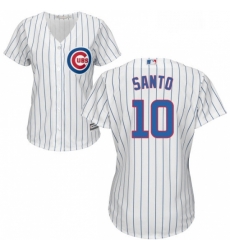 Womens Majestic Chicago Cubs 10 Ron Santo Replica White Home Cool Base MLB Jersey