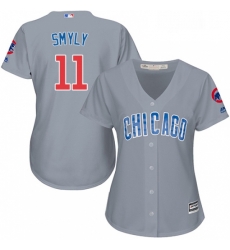 Womens Majestic Chicago Cubs 11 Drew Smyly Authentic Grey Road MLB Jersey 
