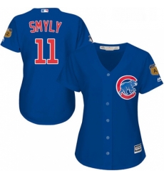 Womens Majestic Chicago Cubs 11 Drew Smyly Authentic Royal Blue Alternate MLB Jersey 