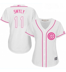 Womens Majestic Chicago Cubs 11 Drew Smyly Replica White Fashion MLB Jersey 