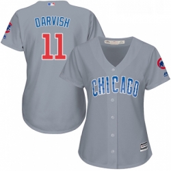 Womens Majestic Chicago Cubs 11 Yu Darvish Authentic Grey Road MLB Jersey 