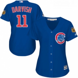 Womens Majestic Chicago Cubs 11 Yu Darvish Authentic Royal Blue Alternate MLB Jersey 