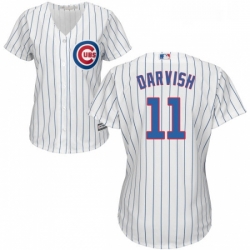 Womens Majestic Chicago Cubs 11 Yu Darvish Authentic White Home Cool Base MLB Jersey 