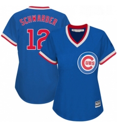 Womens Majestic Chicago Cubs 12 Kyle Schwarber Authentic Royal Blue Cooperstown MLB Jersey
