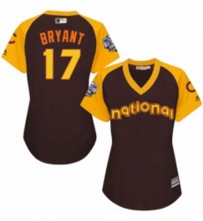 Womens Majestic Chicago Cubs 17 Kris Bryant Authentic Brown 2016 All Star National League BP Cool Base MLB Jersey