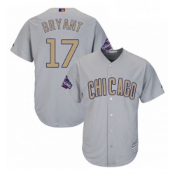 Womens Majestic Chicago Cubs 17 Kris Bryant Authentic Gray 2017 Gold Champion MLB Jersey