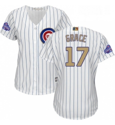 Womens Majestic Chicago Cubs 17 Mark Grace Authentic White 2017 Gold Program MLB Jersey